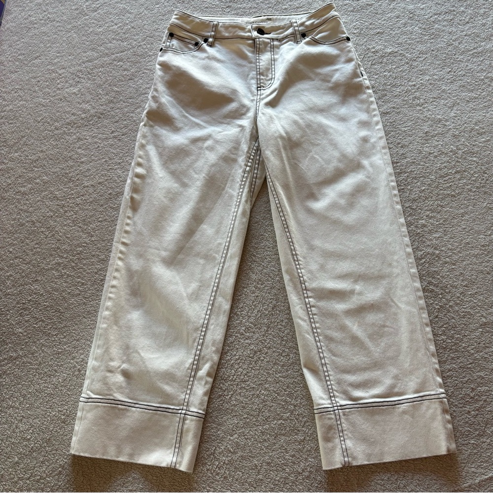 Vince Camuto Cropped Wide Legs Womens SZ 25/0 Pearl Ivory Wash Jeans